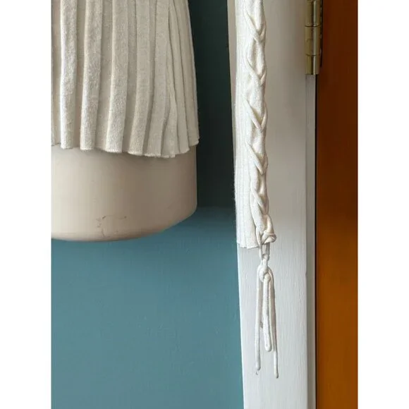 Vintage Cache Womens Turtleneck Size M Ivory Ribbed w Braided Sleeves and Front - Picture 4 of 16